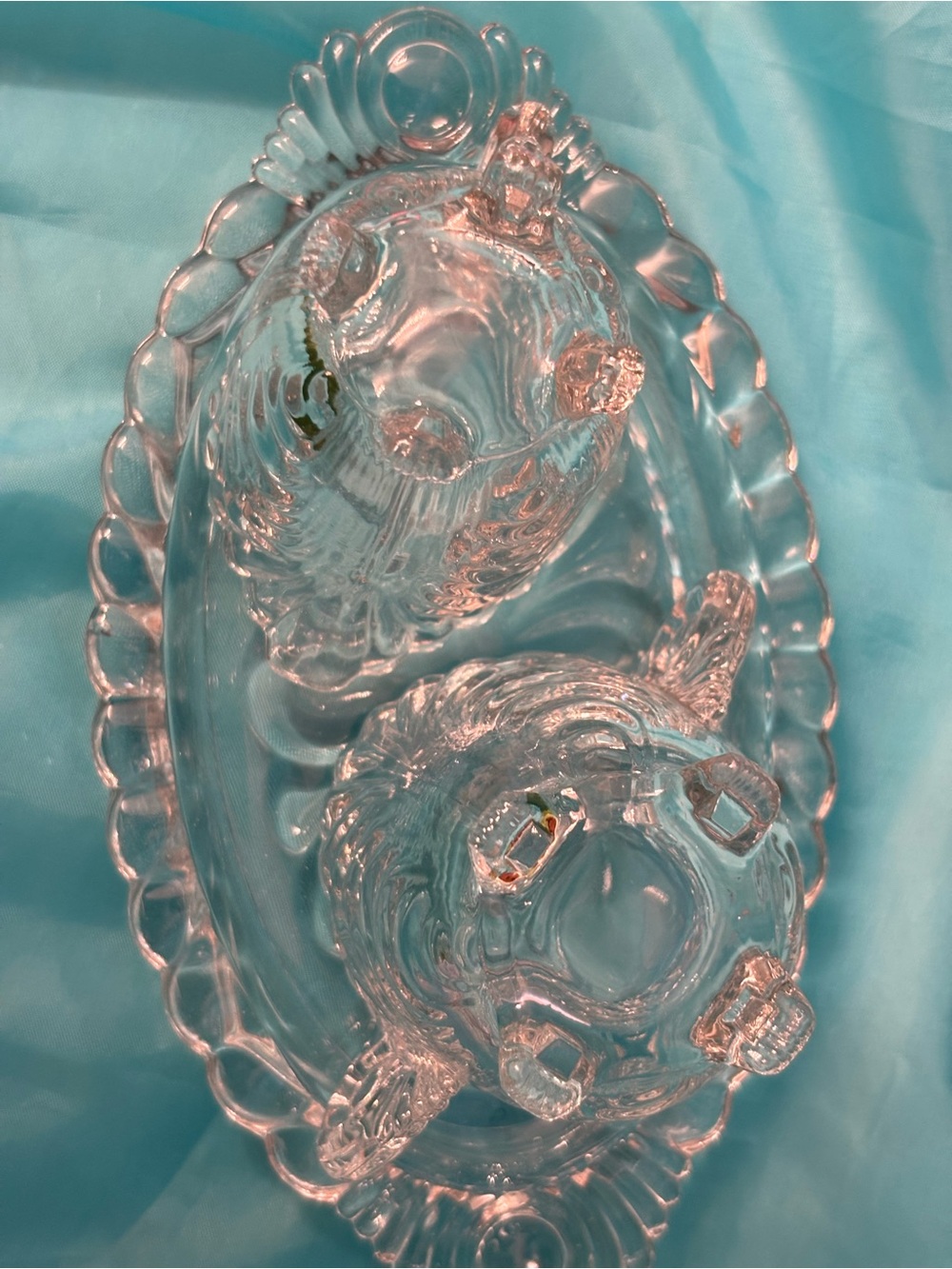 Vintage Clear Glass Sugar & Creamer Set w/ Matching Tray – Shell Swirl Pattern - Picture 7 of 13